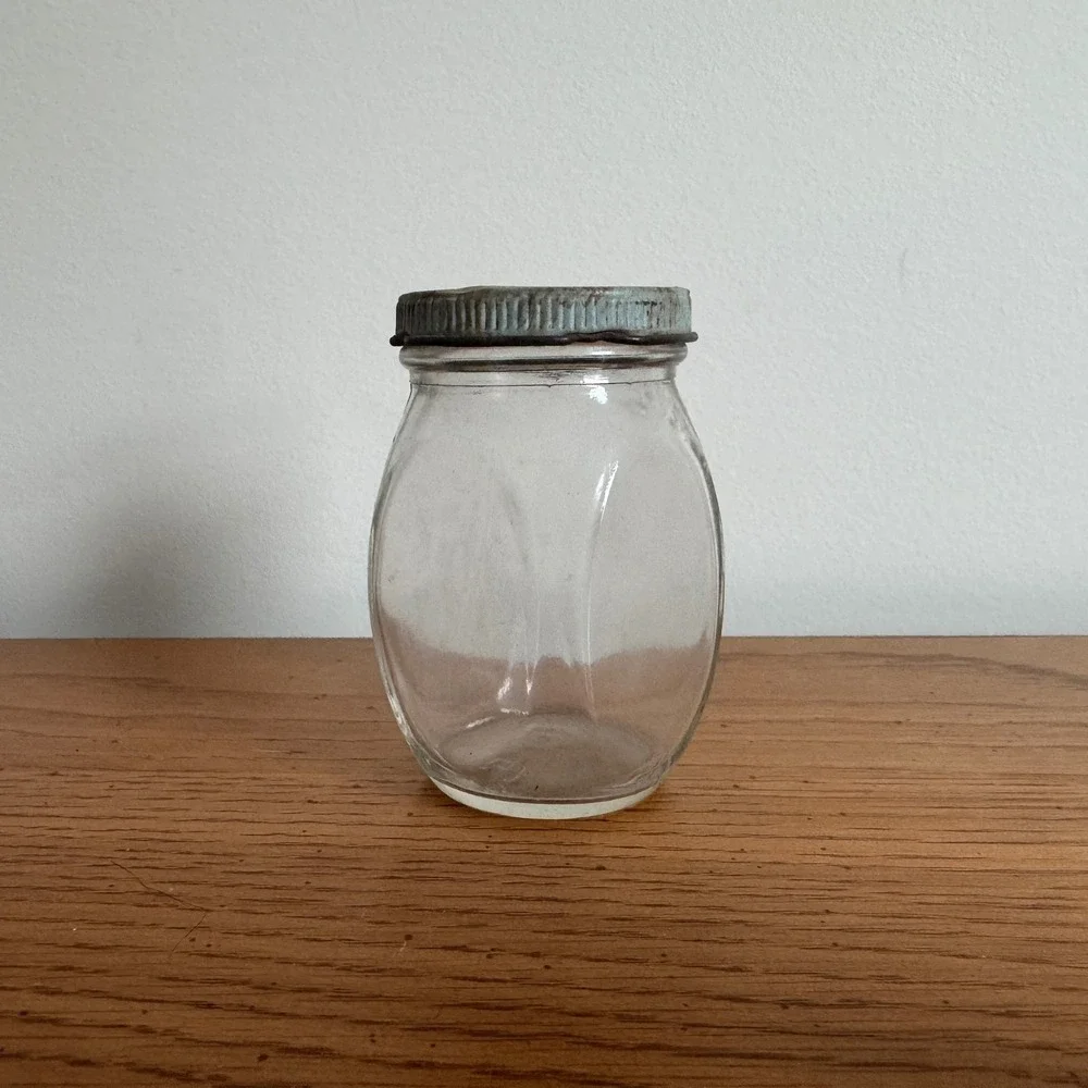 Hellmann's mayonnaise 1940s Vintage Glass Jar‎ Metal Lid